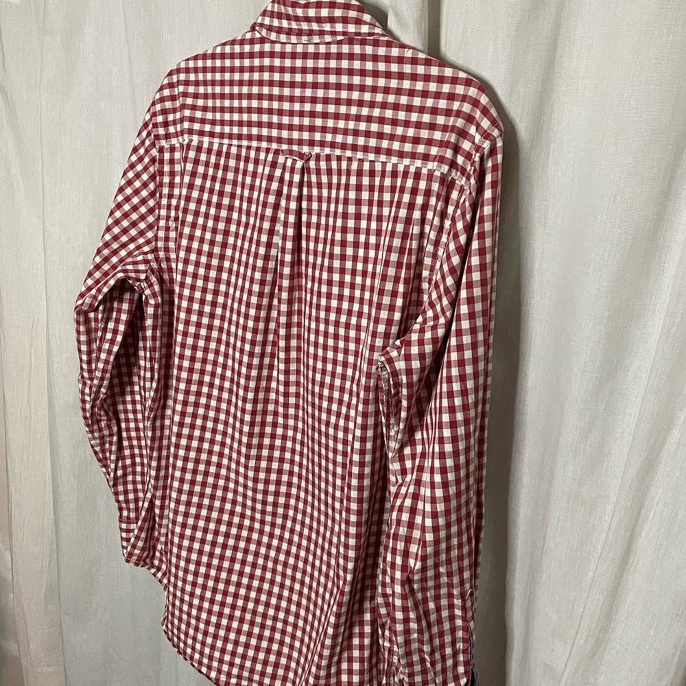 Bass Red & White Checked 100% Cotton Button-Up Long Sleeve Shirt RN 69426 - Picture 9 of 14